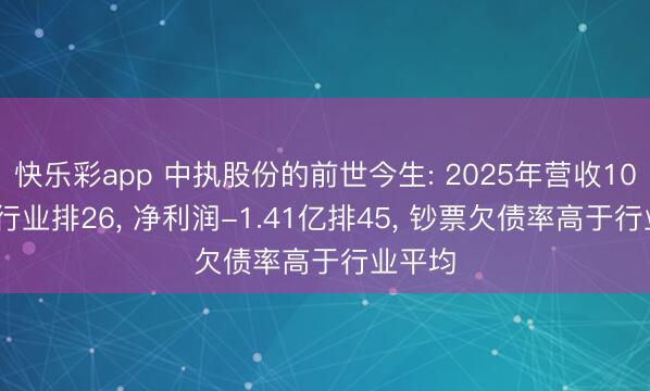 快乐彩app 中执股份的前世今生: 2025年营收10.25亿行业排26, 净利润-1.41亿排45, 钞票欠债率高于行业平均
